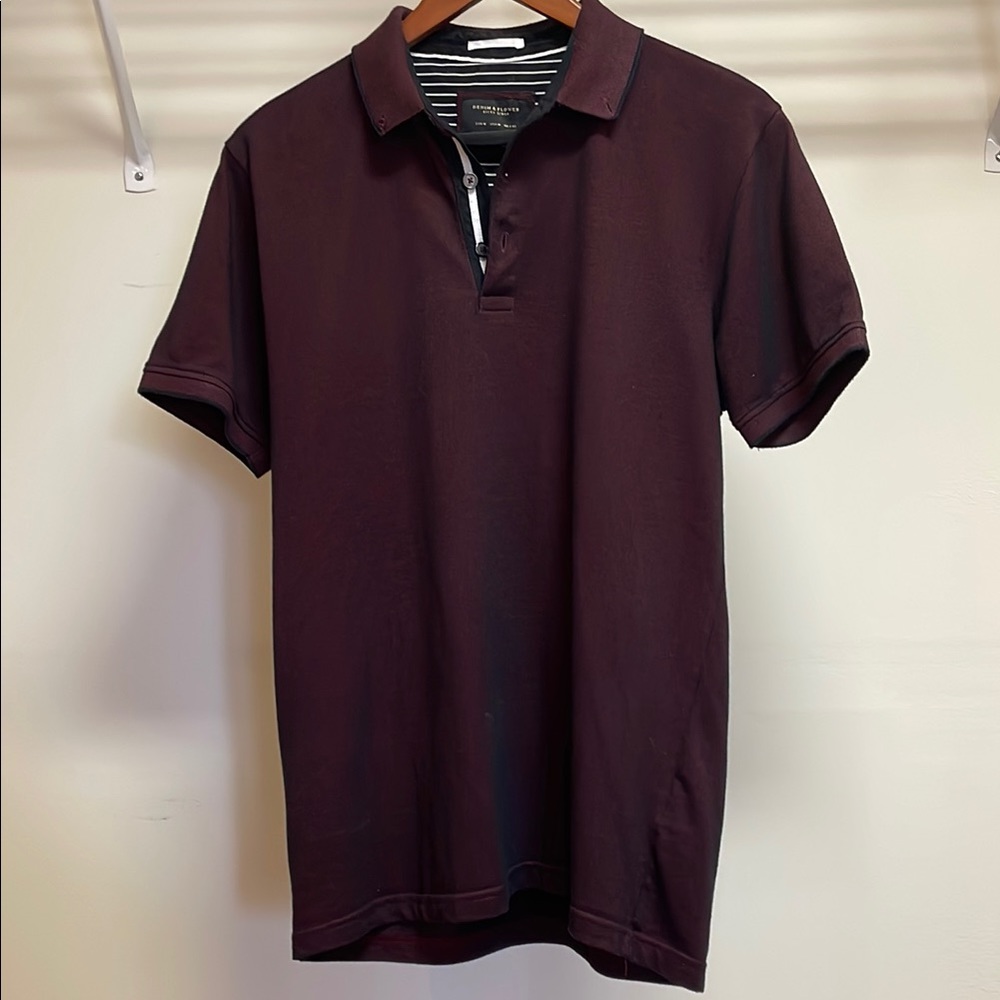 Red Classic Polo Shirt with Ribbed Collar
